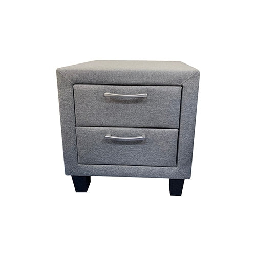 Modern Nightstand with 2 Drawers & Upholstered Fabric Storage - Light Grey Bedside Table for Bedroom, Living Room, or Office Organization