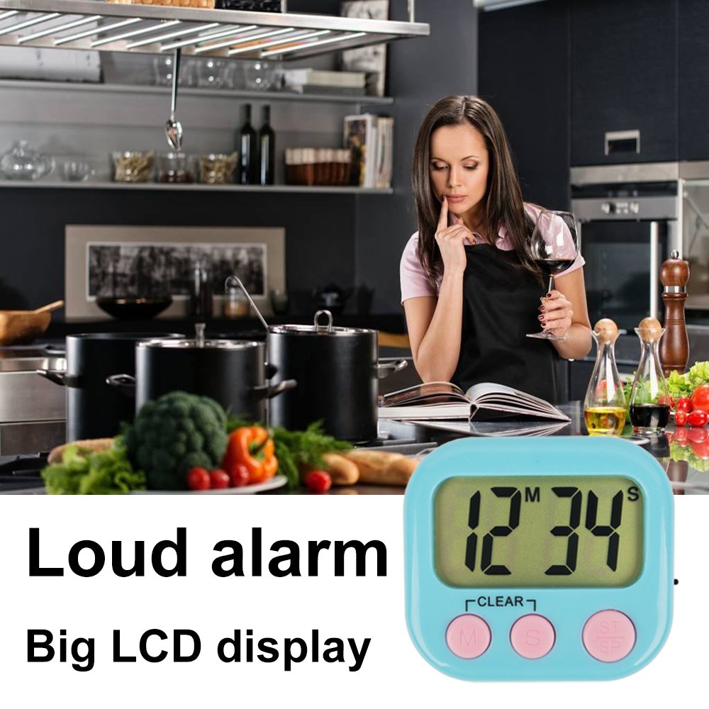 6 Pack Digital Kitchen Timer with Loud Alarm - Small Classroom Timer for Kids, Teachers, Cooking, Baking & Study (Blue) - Perfect for Home, School & Office Use