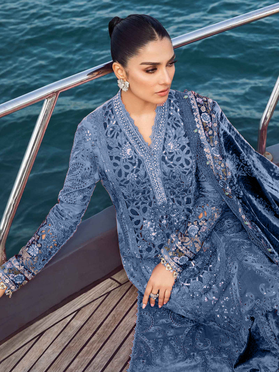 Elegant Blue Designer Semi-Stitched Pant Suit with Exquisite Embroidery - Perfect for Weddings, Parties & Special Occasions