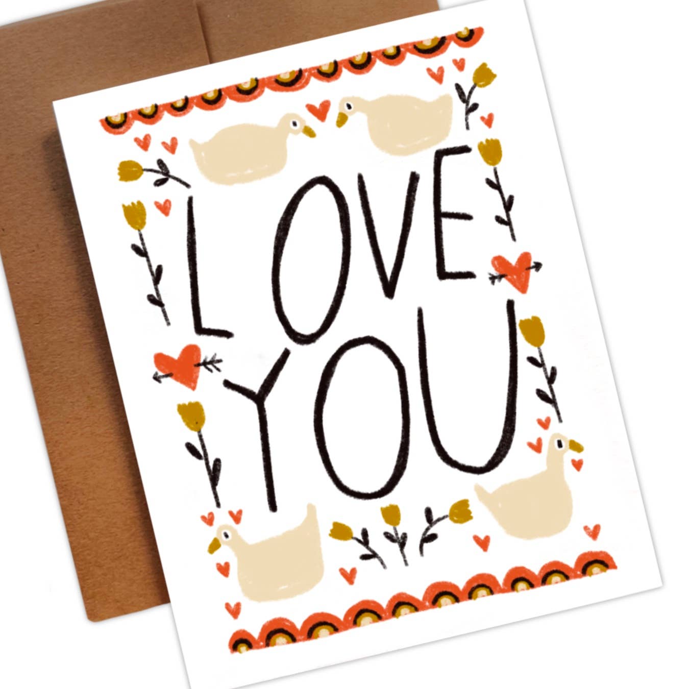 I Love You Goose Greeting Card - Funny & Cute Animal Card for Valentine's Day, Anniversary, Birthday - Perfect Romantic Gift for Couples & Loved Ones