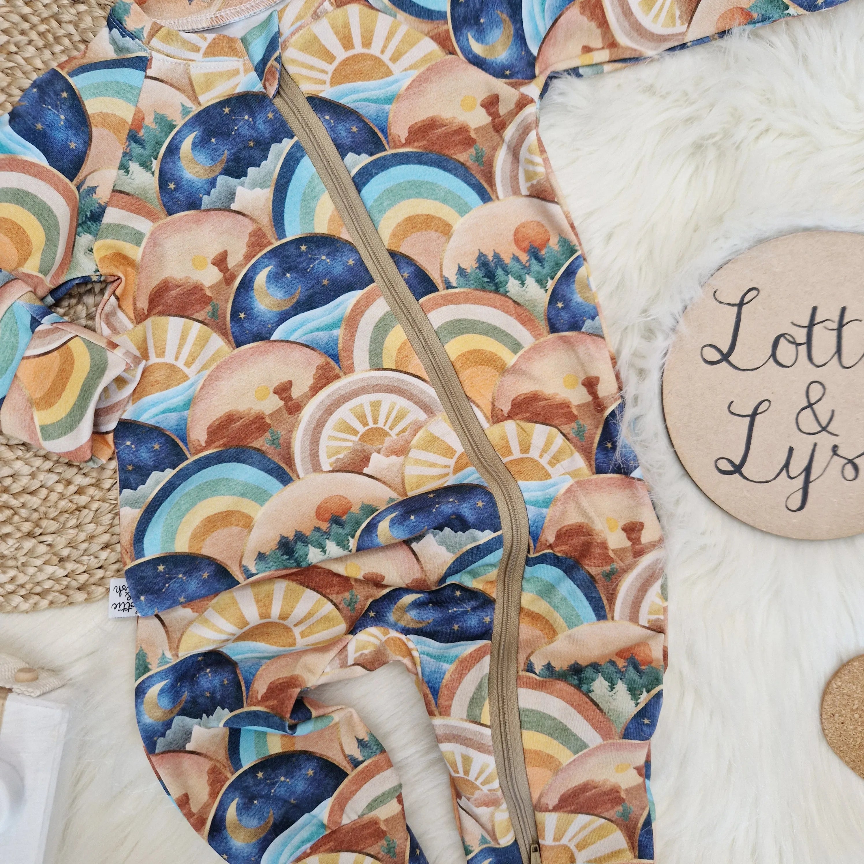Boho Arcs Baby Bodysuit with Zipper - Soft & Stylish Infant Onesie for Newborns, Perfect for Playtime, Outings & Photo Shoots