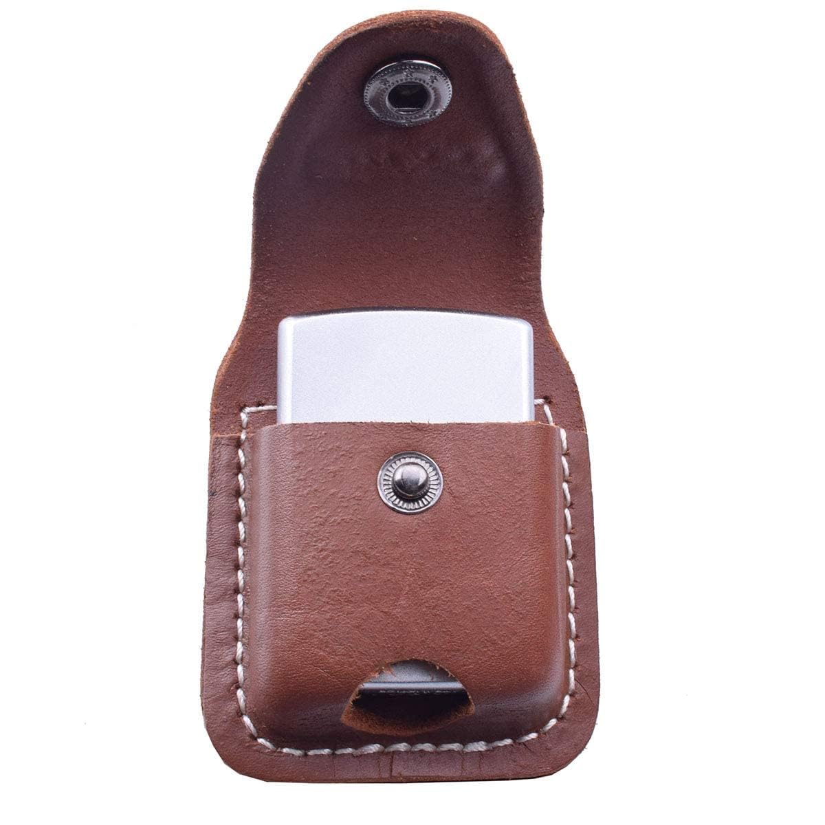 Handmade Flip Top Leather Lighter Pouch Holder Case with Belt Loop Pocket - Perfect for Outdoor Camping, Hiking & Everyday Carry (EDC) Accessories