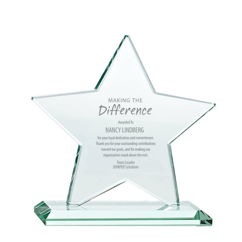 Baudville Custom Engraved Trophy - Premium Jade Glass Employee Recognition Award with Gift Box | Perfect for Corporate Awards, Retirement Gifts & Achievement Ceremonies