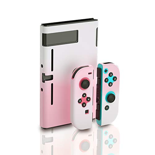 Durable Pink & White Hard Protective Case for Nintendo Switch - Dockable Cover with Scratch Protection | Perfect for Travel, Gaming Sessions & Home Storage
