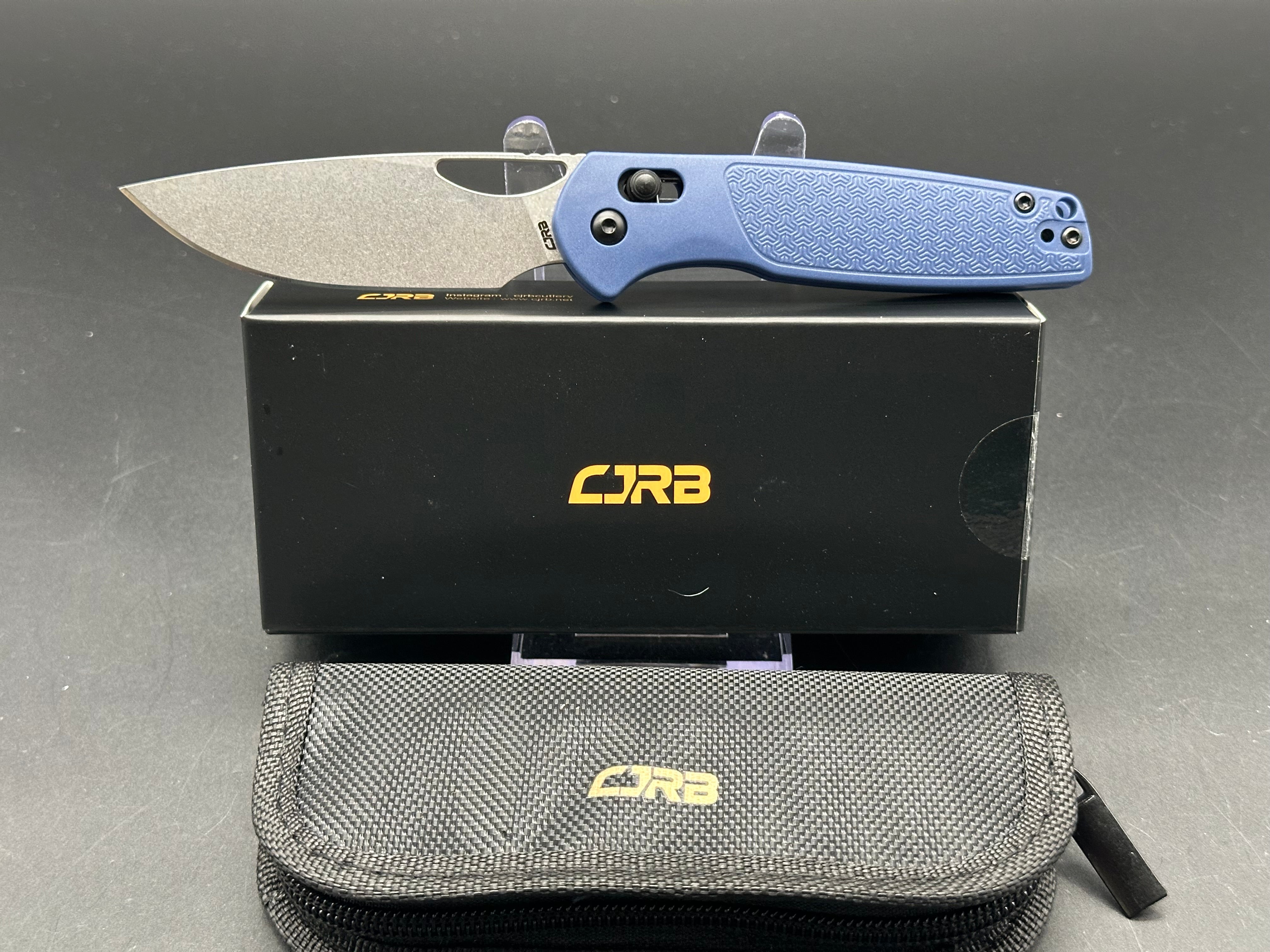 CJRB Acacia Folding Knife - Blue FRN Handle, AR-RPM9 Steel Plain Edge - EDC, Camping & Outdoor Survival Tool