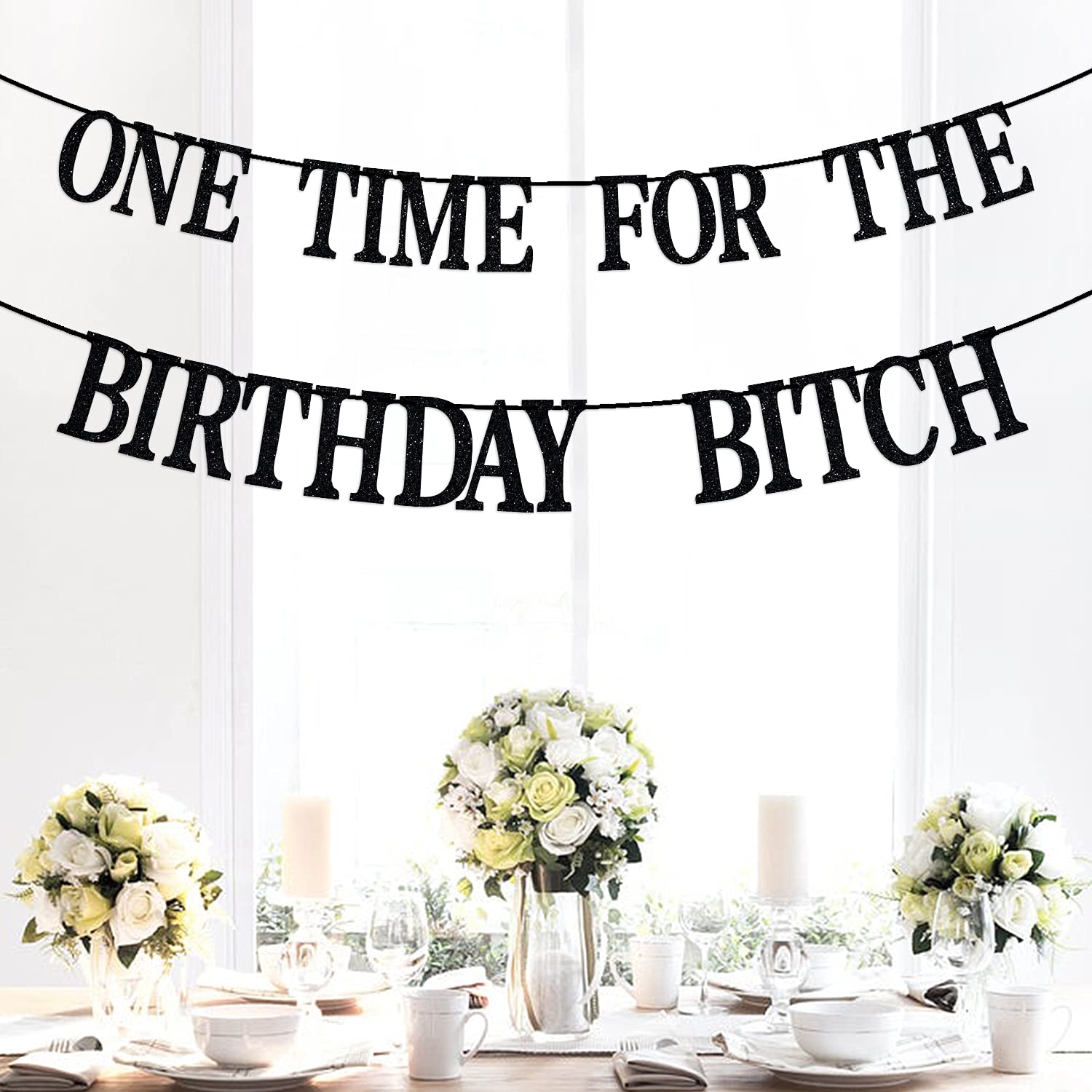 Funny Birthday Banner for Adults - Happy Birthday Bunting Backdrop Sign - Black Party Decorations for Anniversary Celebrations & Adult Birthday Parties - Perfect for Home Decor, Office Parties & Milestone Celebrations