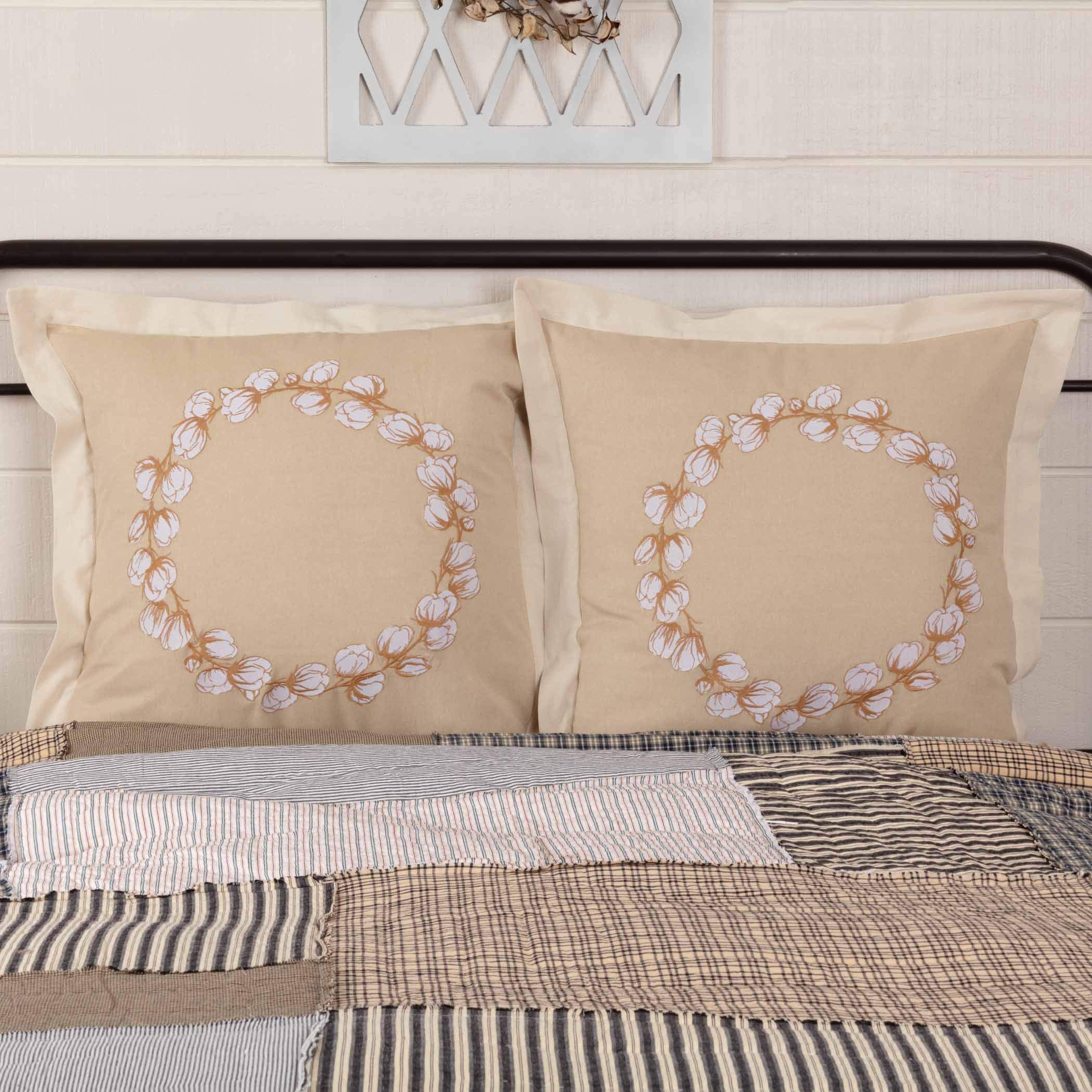 VHC Brands Ashmont Soft Cotton Pillow Sham Cover - Farmhouse Style Decorative Cushion Case for Sofa, Couch & Bed - Perfect for Living Room, Bedroom & Home Decor