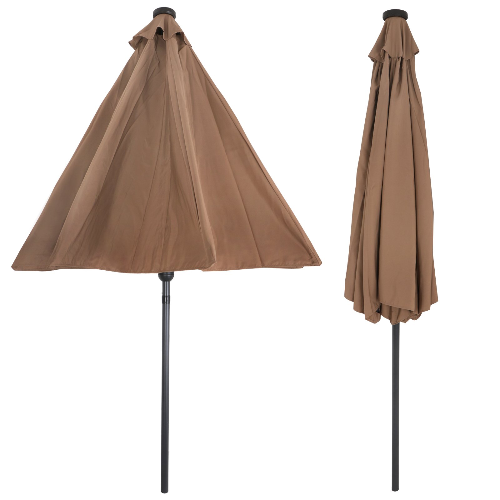 10FT Solar LED Patio Umbrella with Tilt System - Outdoor Aluminum Market Umbrella with 32 Fade-Resistant Lights - Perfect for Garden, Backyard, Party & Birthday Celebrations