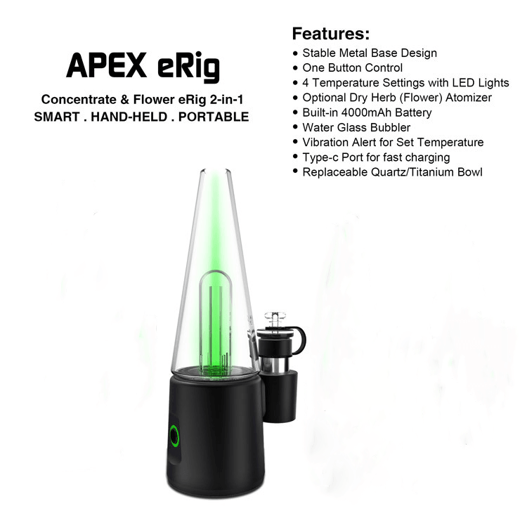Apex E Rig Kit - Premium Wax & Dry Herb Vaporizer for Concentrates | Portable Dab Rig with Quartz Bucket | Perfect for Home Use & On-the-Go Sessions