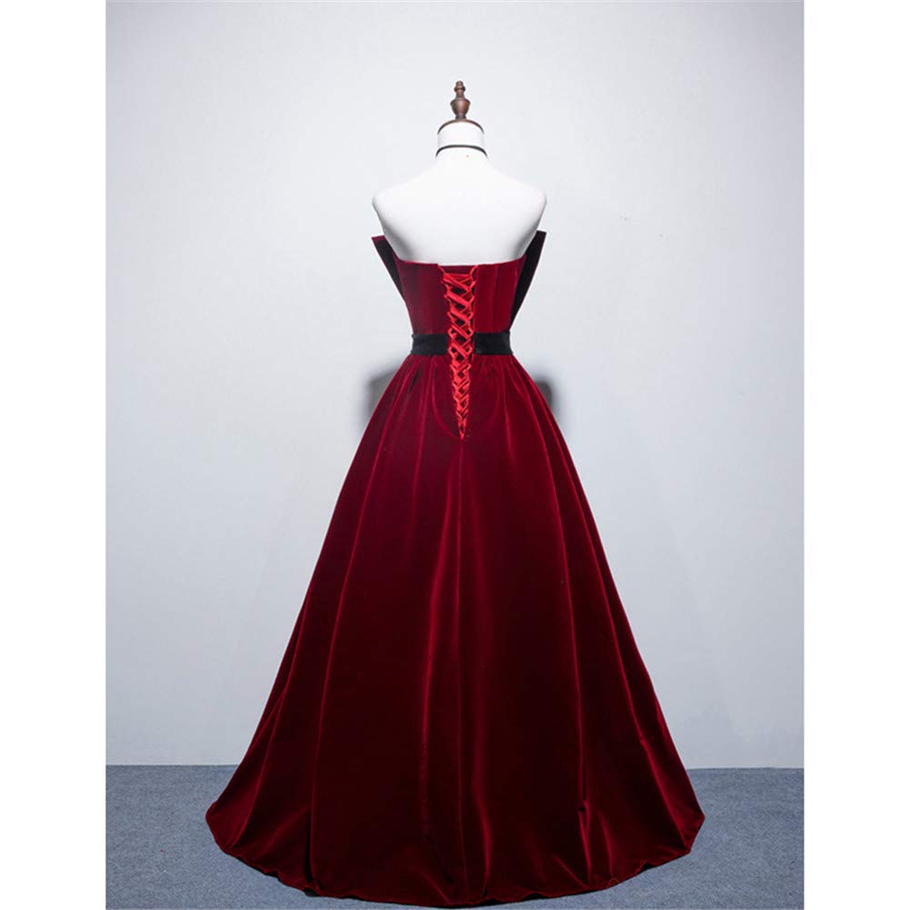 Burgundy Strapless Prom Dress with Lace-Up Back - Velvet Long Evening Gown for Formal Events | Perfect for Homecoming, Ball, and Special Occasions