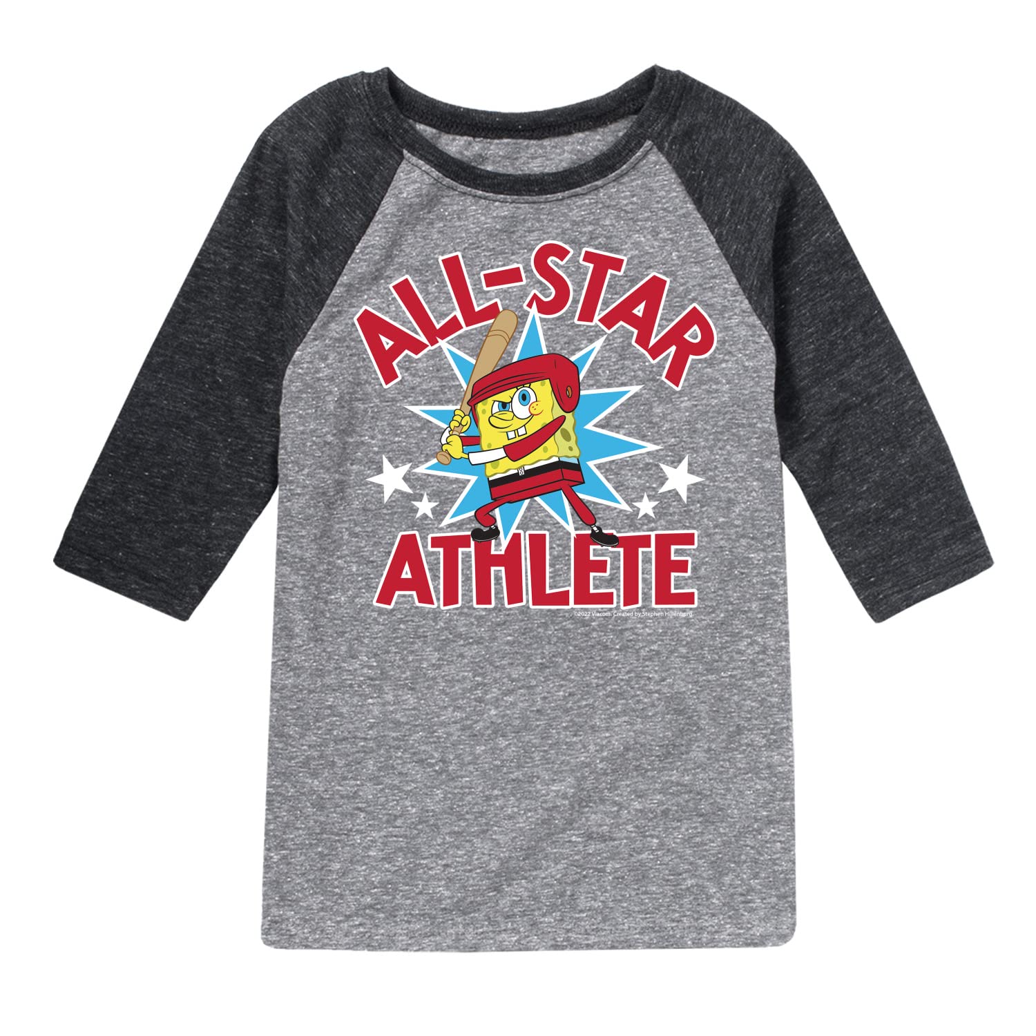 HYBRID APPAREL Spongebob Squarepants American All Star Raglan Graphic T-Shirt for Toddler & Youth | Cartoon Character Tee for Kids Playdate, School & Casual Wear