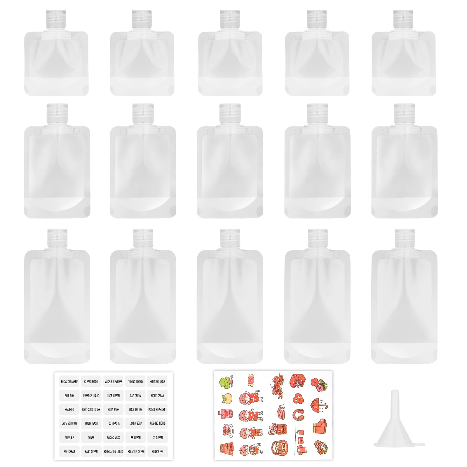 18-Piece Leakproof Travel Toiletry Pouches Set - Refillable Stand-Up Cosmetic Containers for Shampoo, Lotion (30/50/100ml) | Perfect for Air Travel, Gym & Weekend Getaways