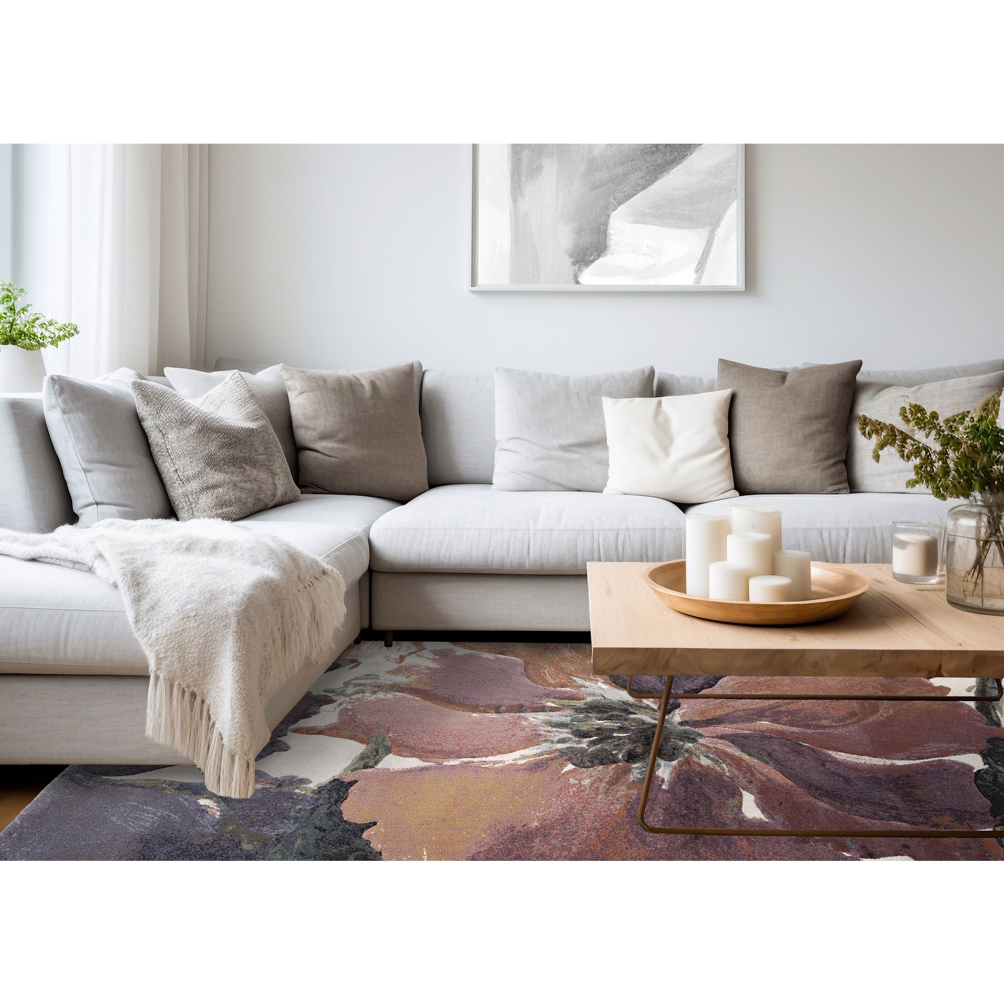 5x8 Aurora Area Rug - Soft Modern Boho Rug for Living Room, Bedroom, Dining Room - Non-Slip Comfortable Floor Carpet for Home Decor