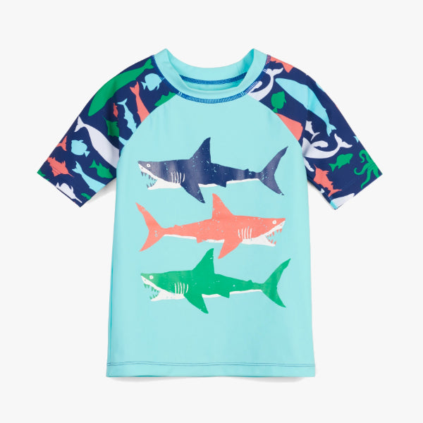 Hatley Sea Creatures Short Sleeve Rash Guard UPF 50+ Sun Protection Swim Shirt for Kids - Beach, Pool & Water Play