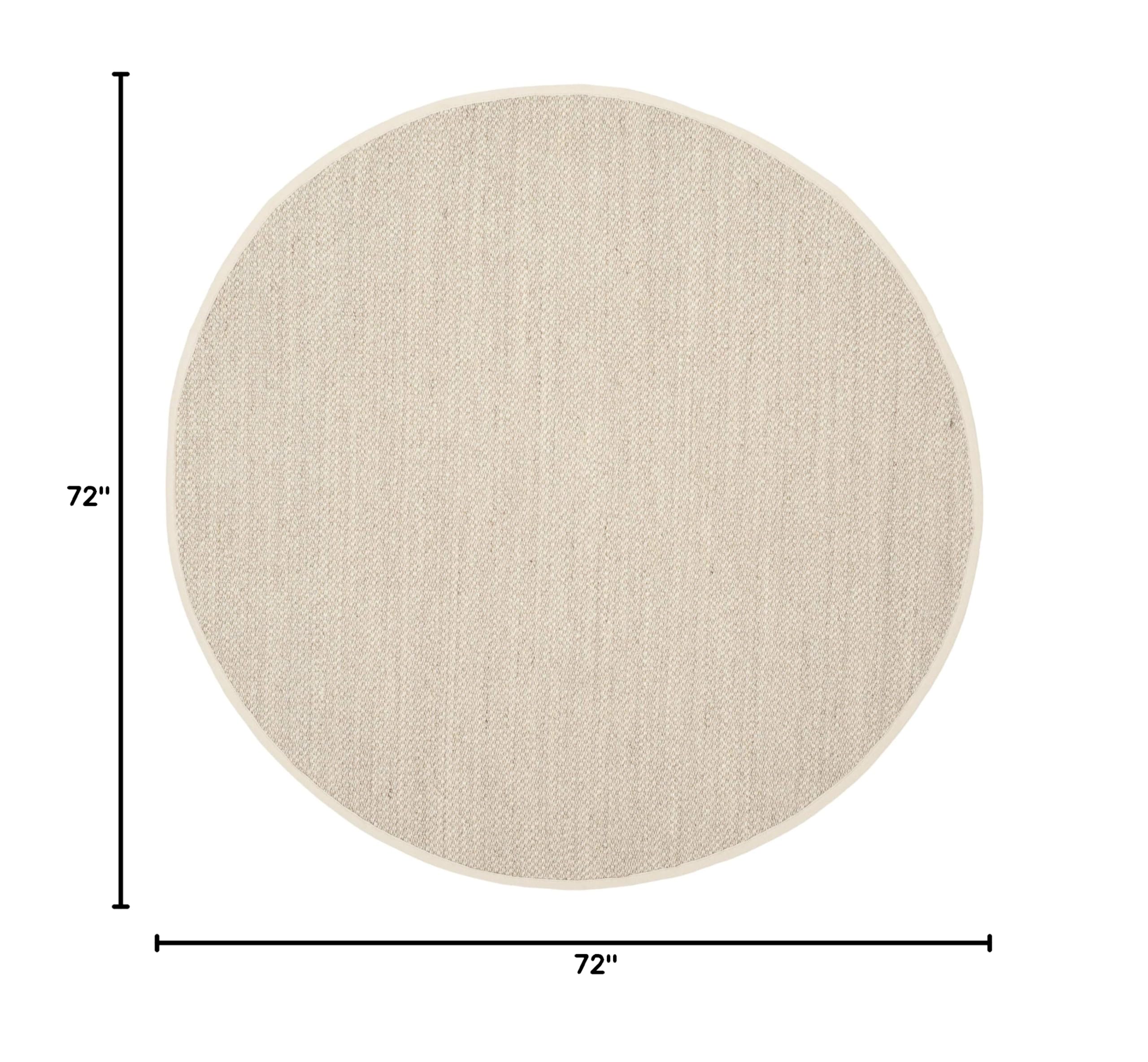 SAFAVIEH Natural Fiber Collection 6-Foot Round Marble Beige NF143C Border Sisal Area Rug - Perfect for Living Room, Bedroom & Home Decor