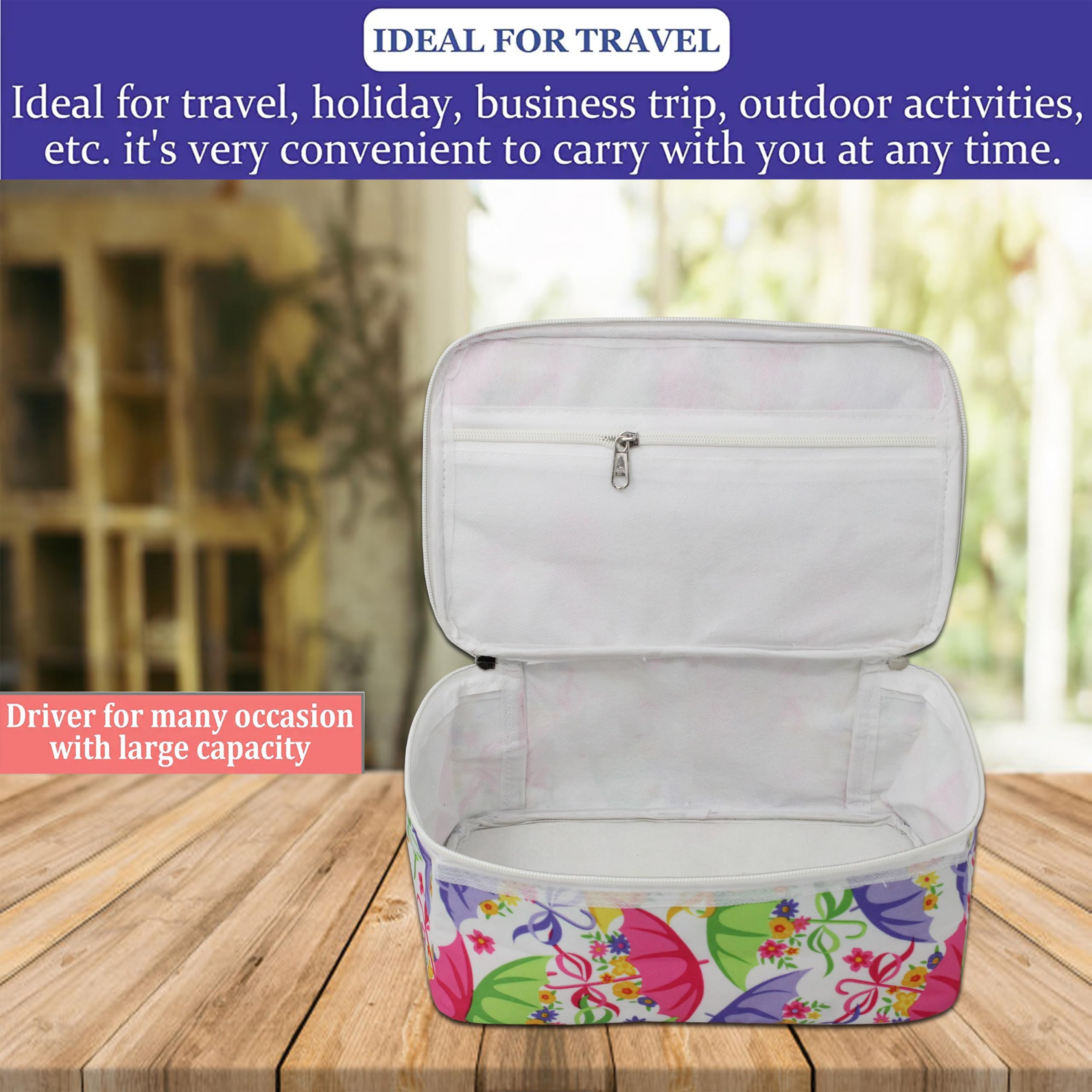 atorakushon® Fabric Women's Makeup Storage Box - Travel Vanity Cosmetic Organizer, Toiletry Bag & Jewelry Pouch (Multicolor, Pack of 1) | Perfect for Travel, Home Organization & Daily Use