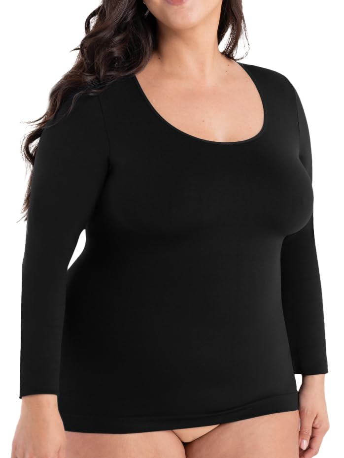 SHAPERMINT Women's Long Sleeve Cami Shaper - Slimming Compression Shirt for Everyday Wear | Perfect for Layering, Workouts & Casual Outfits