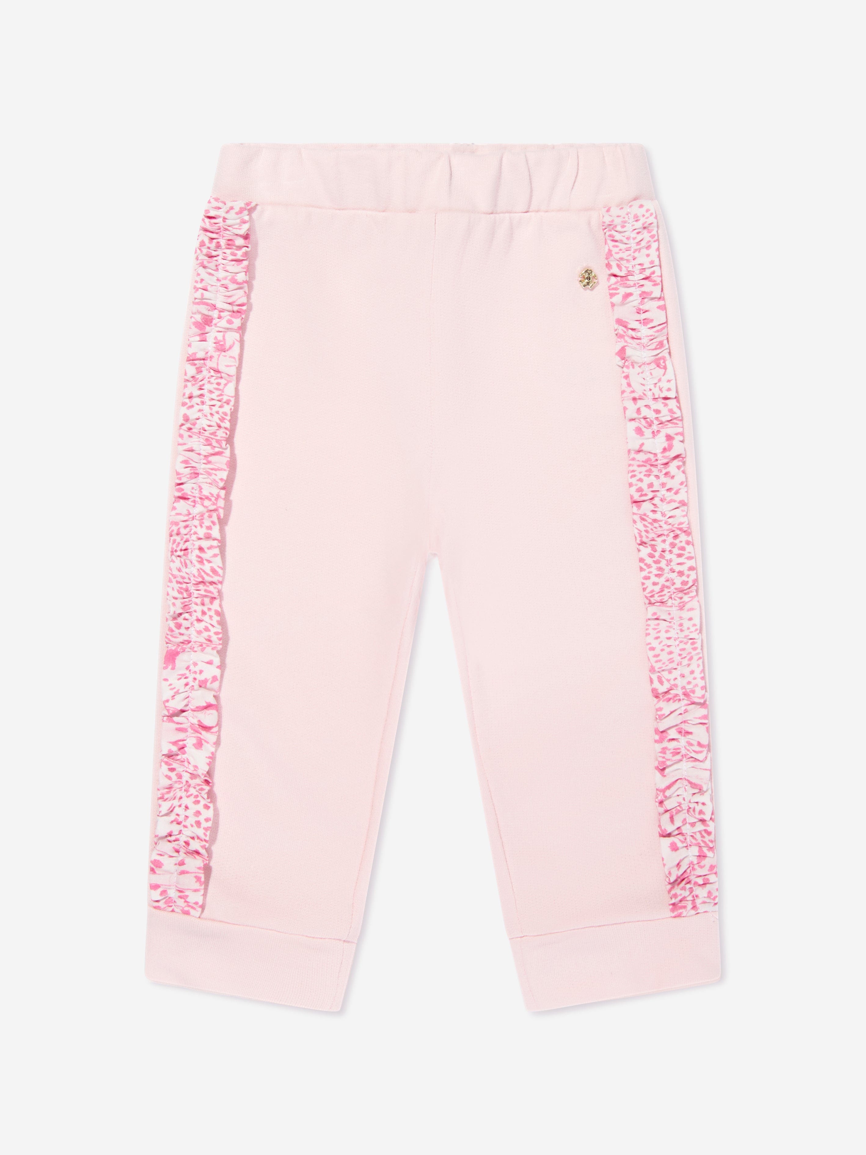 Baby Girls Pink Logo Joggers - Soft Cotton Athletic Pants for Toddlers - Perfect for Playtime, Daycare & Casual Outings
