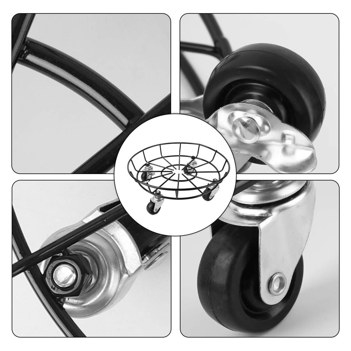 Iron Flower Pot Stand with Wheels - Heavy Duty Plant Holder & Mover for Indoor/Outdoor Potted Plants - Perfect for Decorative Plant Coasters, Garden Decor & Easy Mobility