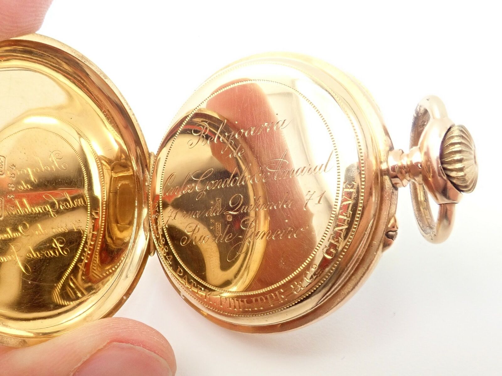 Vintage Patek Philippe 18k Yellow Gold Triple Signed Pocket Watch c.1890 - Antique Swiss Luxury Timepiece for Collectors & Special Occasions