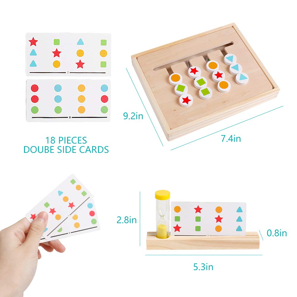 Montessori Wooden Slide Puzzle Toy - Color & Shape Matching Brain Teaser Game for Kids Ages 2-6 | Educational Learning Toys for Toddlers | Travel & Home Play STEM Activity