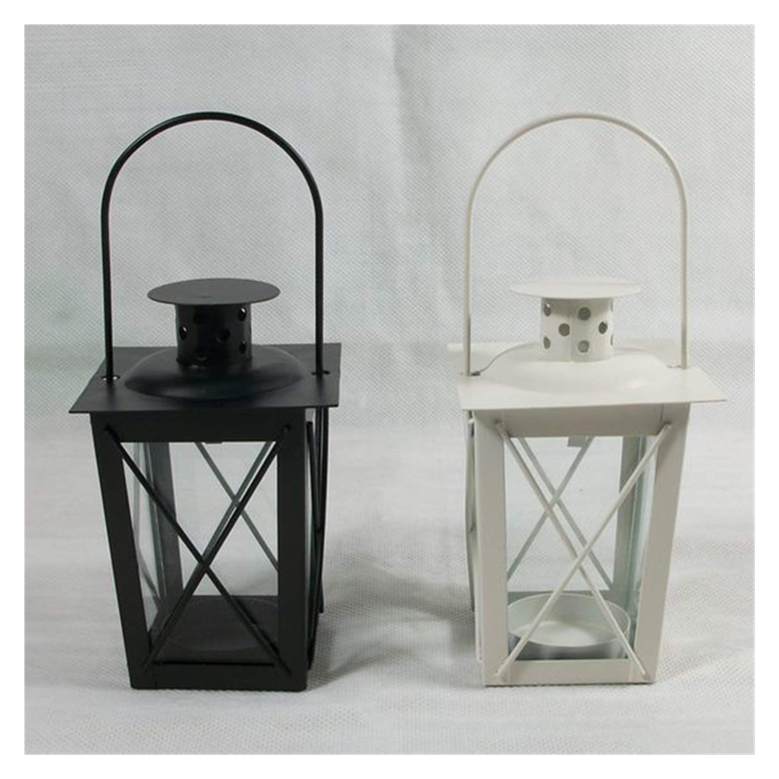2 PCS Black and White Metal Candlestick Holders - Elegant Iron Candle Lanterns for Romantic Dinners, Wedding Decor & Home Decoration - Perfect for Valentine's Day, Anniversary & Cozy Nights