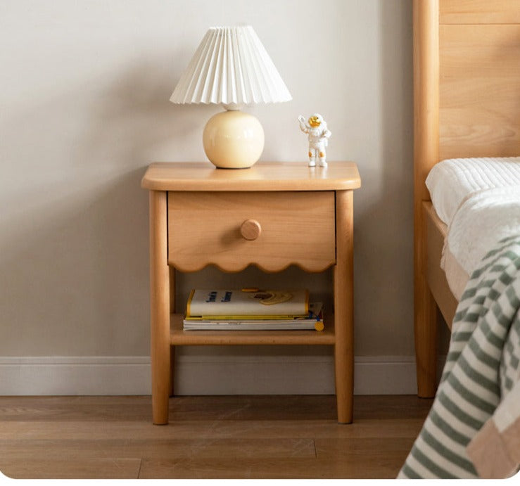 Solid Wood Nightstand - Beech or Oak Bedside Table for Bedroom, Modern & Rustic Home Decor, Durable & Stylish Furniture for Small Spaces