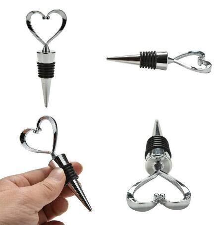 WOIWO 2PCS Heart-Shaped Wine Stoppers - Elegant Plastic Electroplated Wine Bottle Stoppers for Red Wine, Champagne & Liquor - Perfect for Romantic Dinners, Weddings & Home Bars