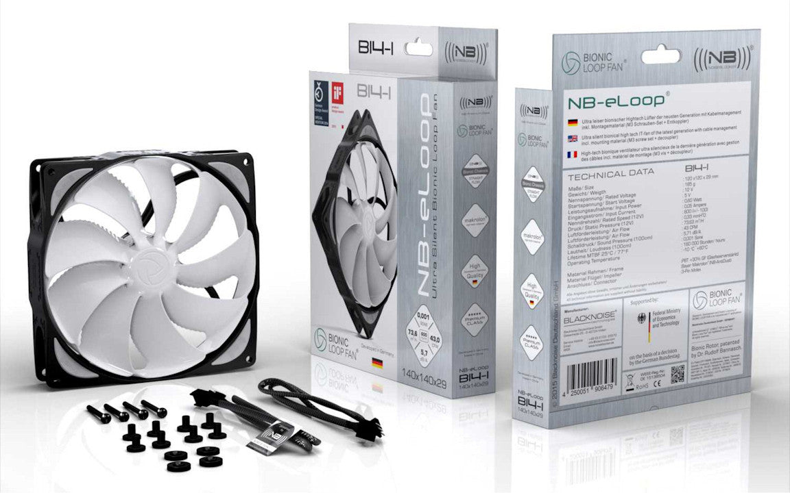 Black Noise Blocker 140x140x29mm Bionic Loop High Speed Cooling Fan - 3 Wire/3 Pin B14 3 for PC Case, Gaming Rig & Workstation Cooling | Ultra Quiet Computer Case Fan