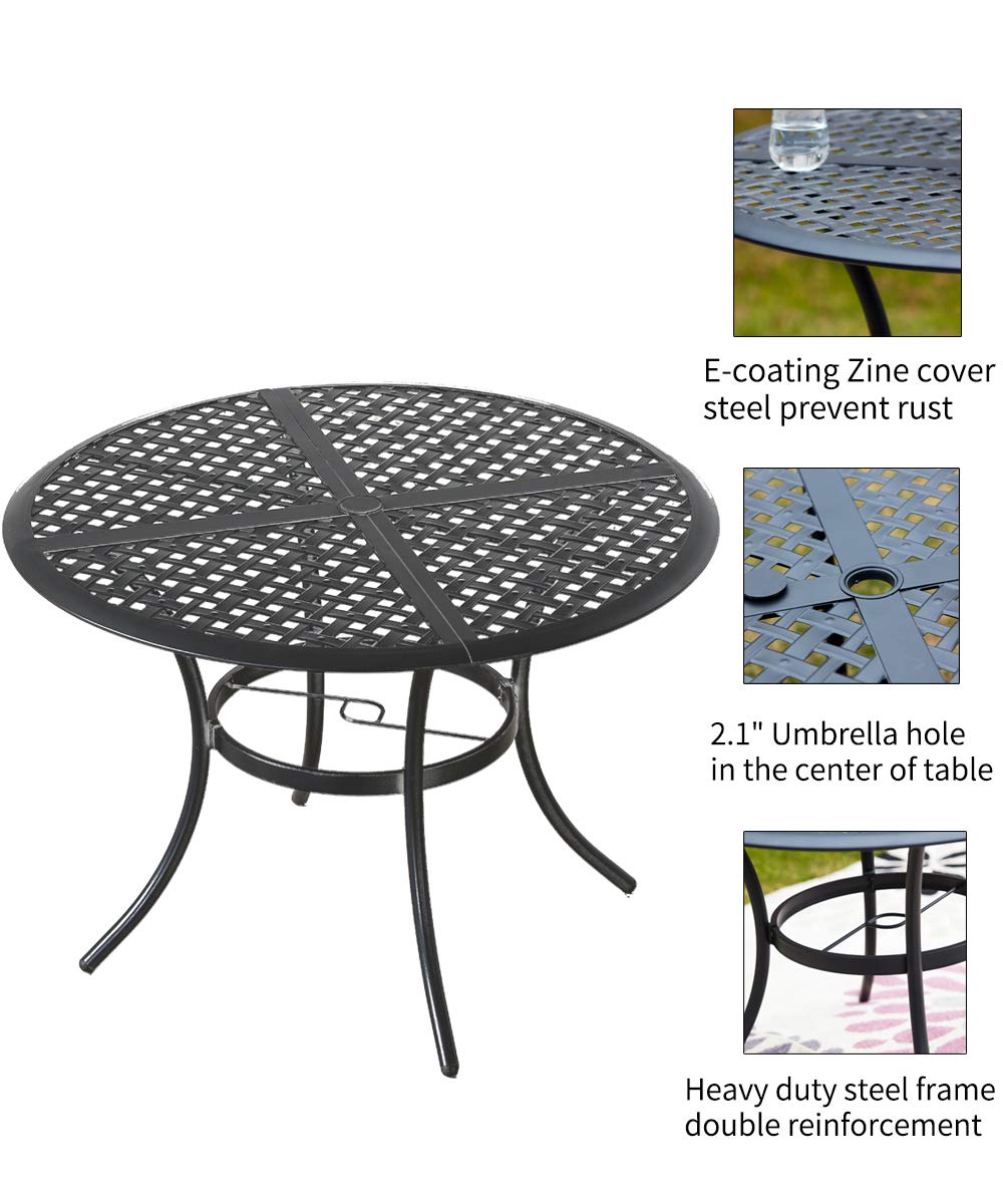 Romayard 5-Piece Outdoor Patio Dining Set with Cushioned Stackable Chairs - Blue Garden Conversation Furniture for Backyard, Deck, Poolside & Balcony