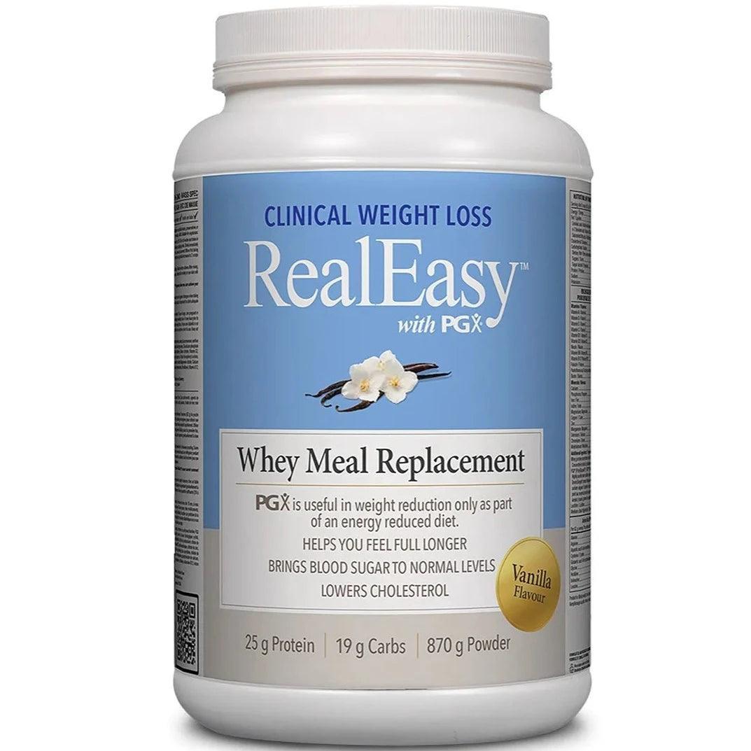 Natural Factors Real Easy With PGX Whey Meal Replacement Vanilla 870g - High Protein Shake for Weight Loss & Muscle Recovery - Perfect for Post-Workout, Breakfast, or Healthy Snacking