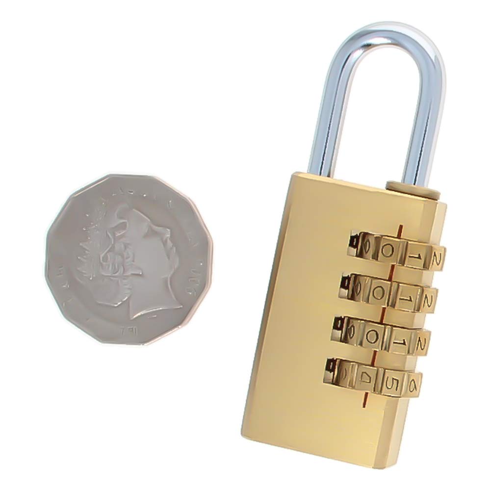 1Pc MroMax Brass 4 Digit Combination Padlock for Toolbox, Lockers, Luggage & Backpack - Secure Your Valuables at Home, School, Travel & Gym