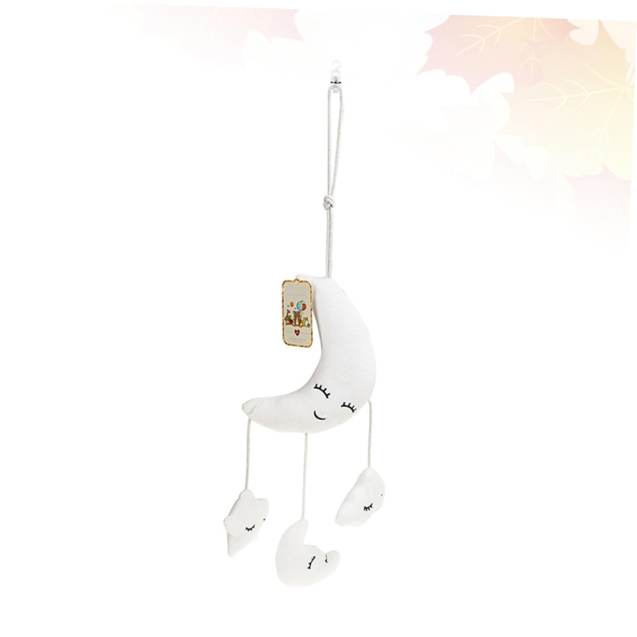UPKOCH Soft Plush Hanging Rattle Toy with Music - White Baby Crib Mobile for Newborns & Infants | Nursery Decor, Sensory Play & Early Learning Development