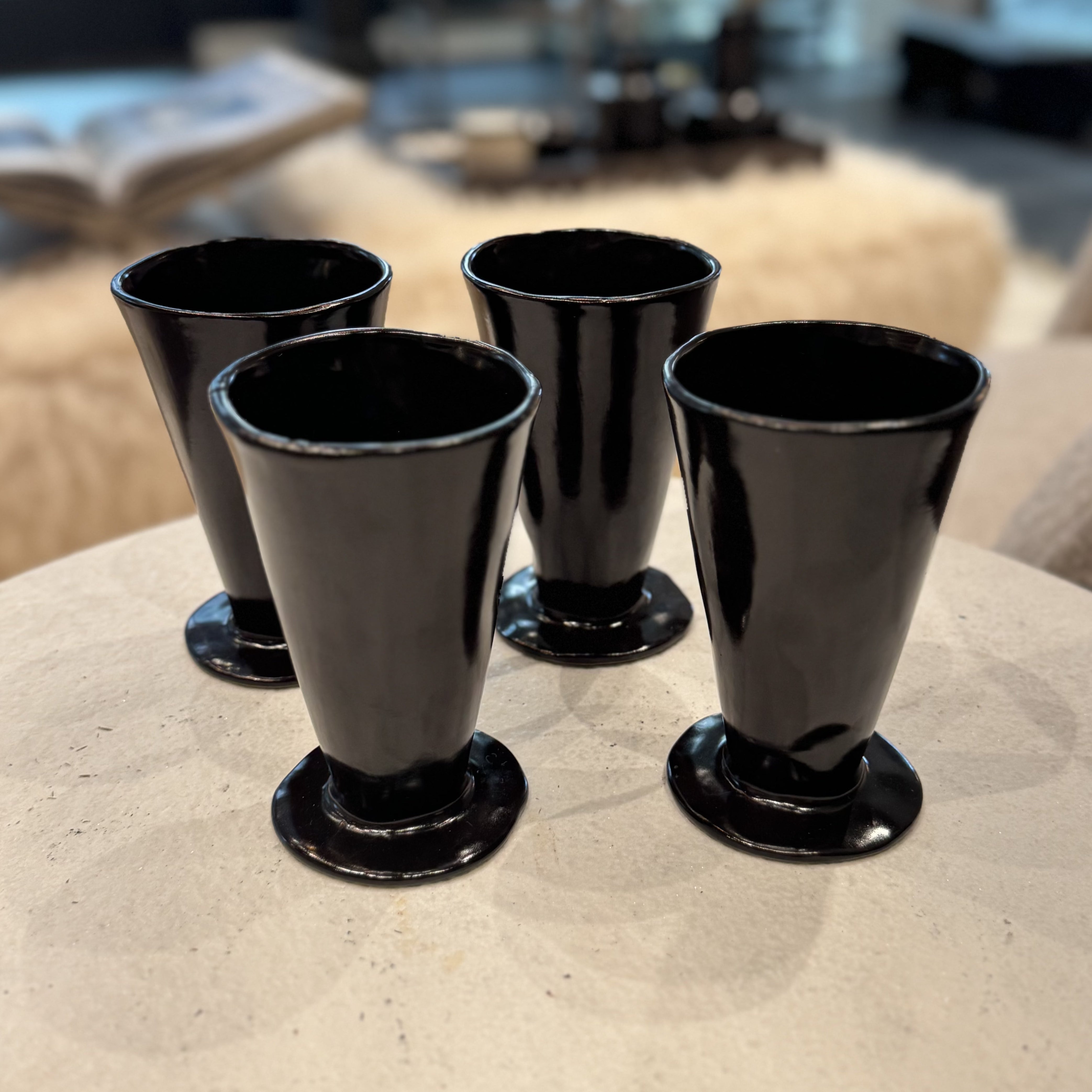 Premium Ebony Goblet Set of 8 - Elegant Wine Glasses for Fine Dining, Parties & Home Bar Decor