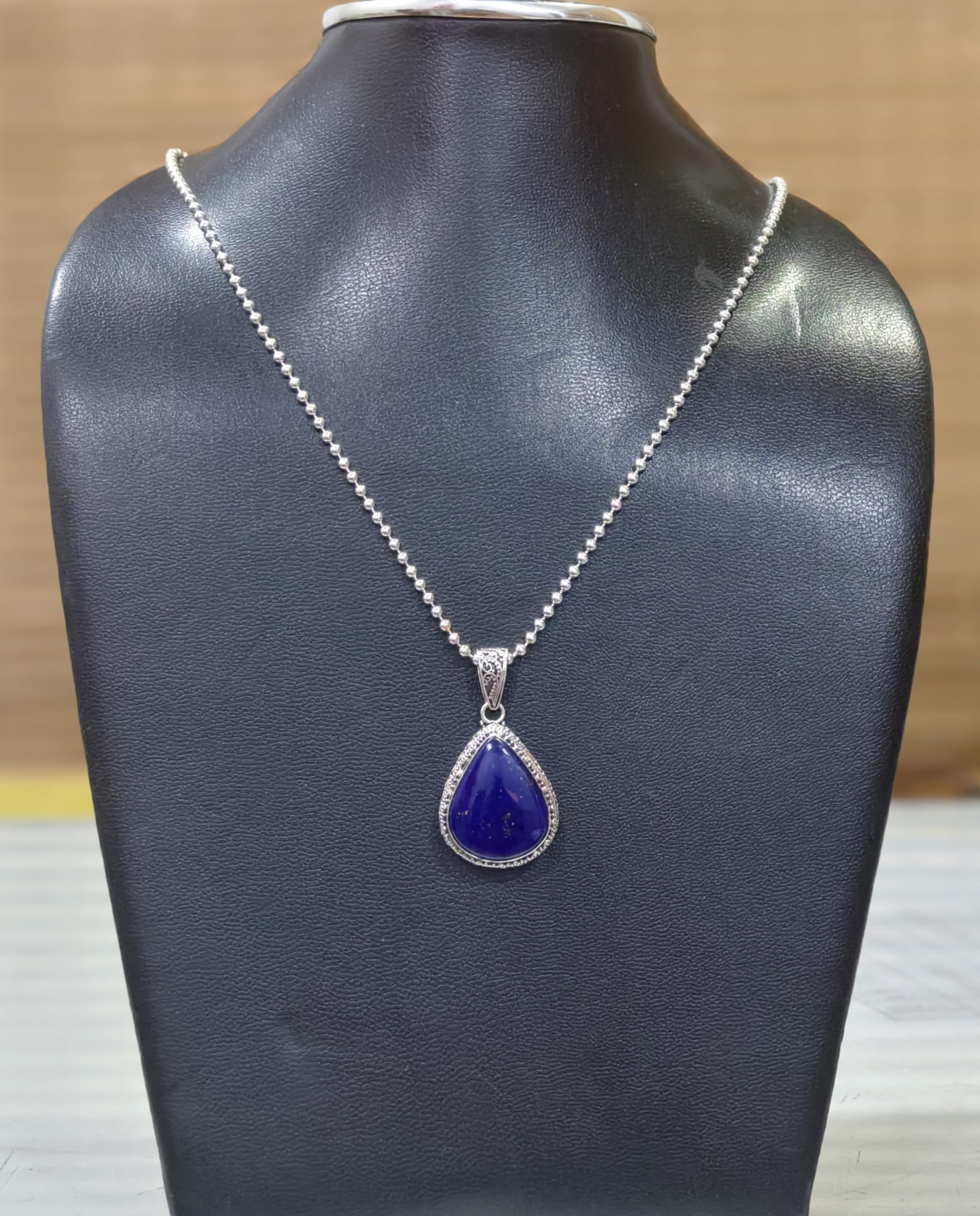 925 Sterling Silver Lapis Lazuli Pendant Necklace for Women & Men - Handmade Tribal Design Gemstone Jewelry - Perfect Gift for Birthday, Anniversary & Special Occasions