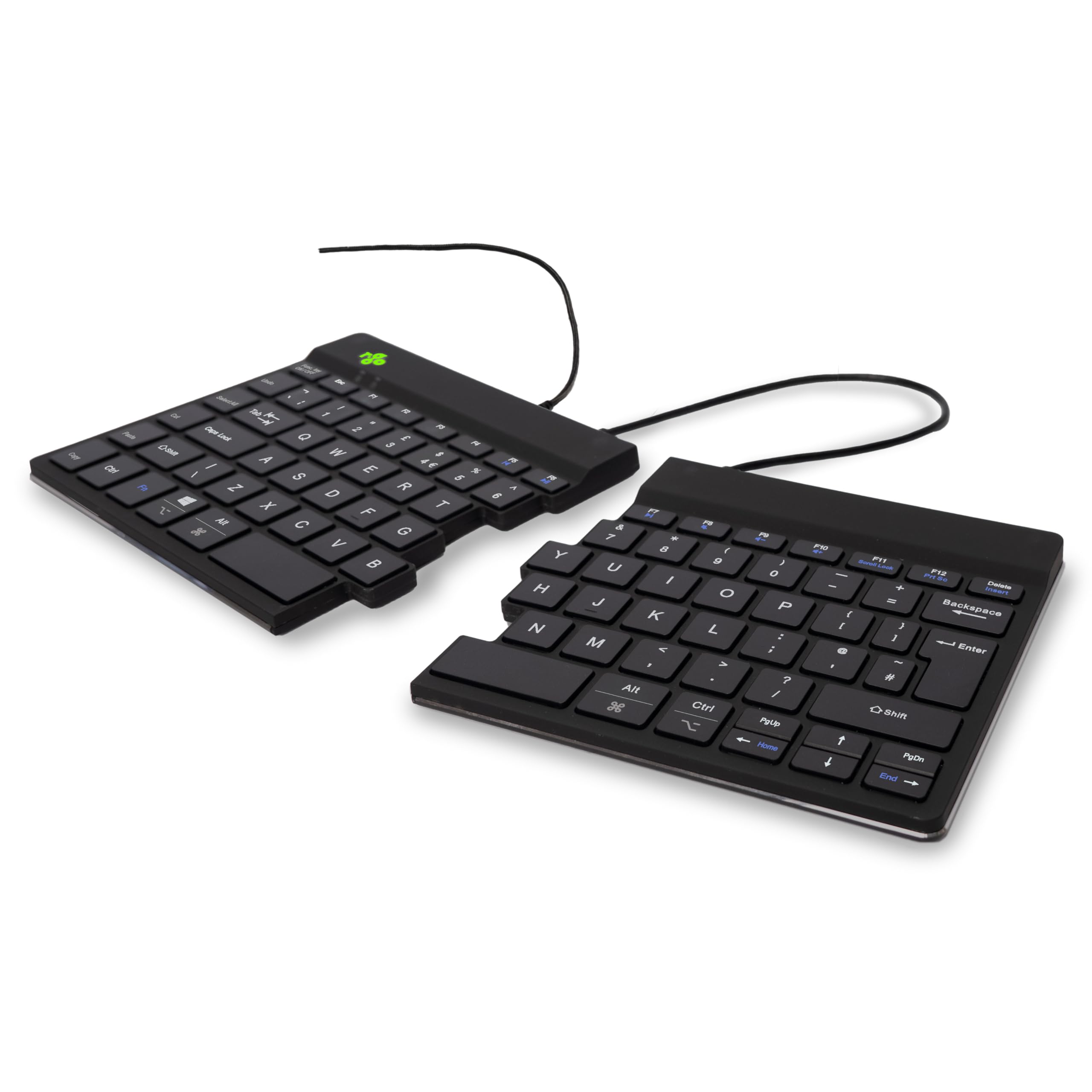 R-Go Ergonomic Split Keyboard - Natural Typing for Carpal Tunnel Relief | 2-Part Ultra Thin Design with Break Reminder Software | QWERTY(UK) Layout USB Wired Black Keyboard | Perfect for Office, Home & Long Typing Sessions