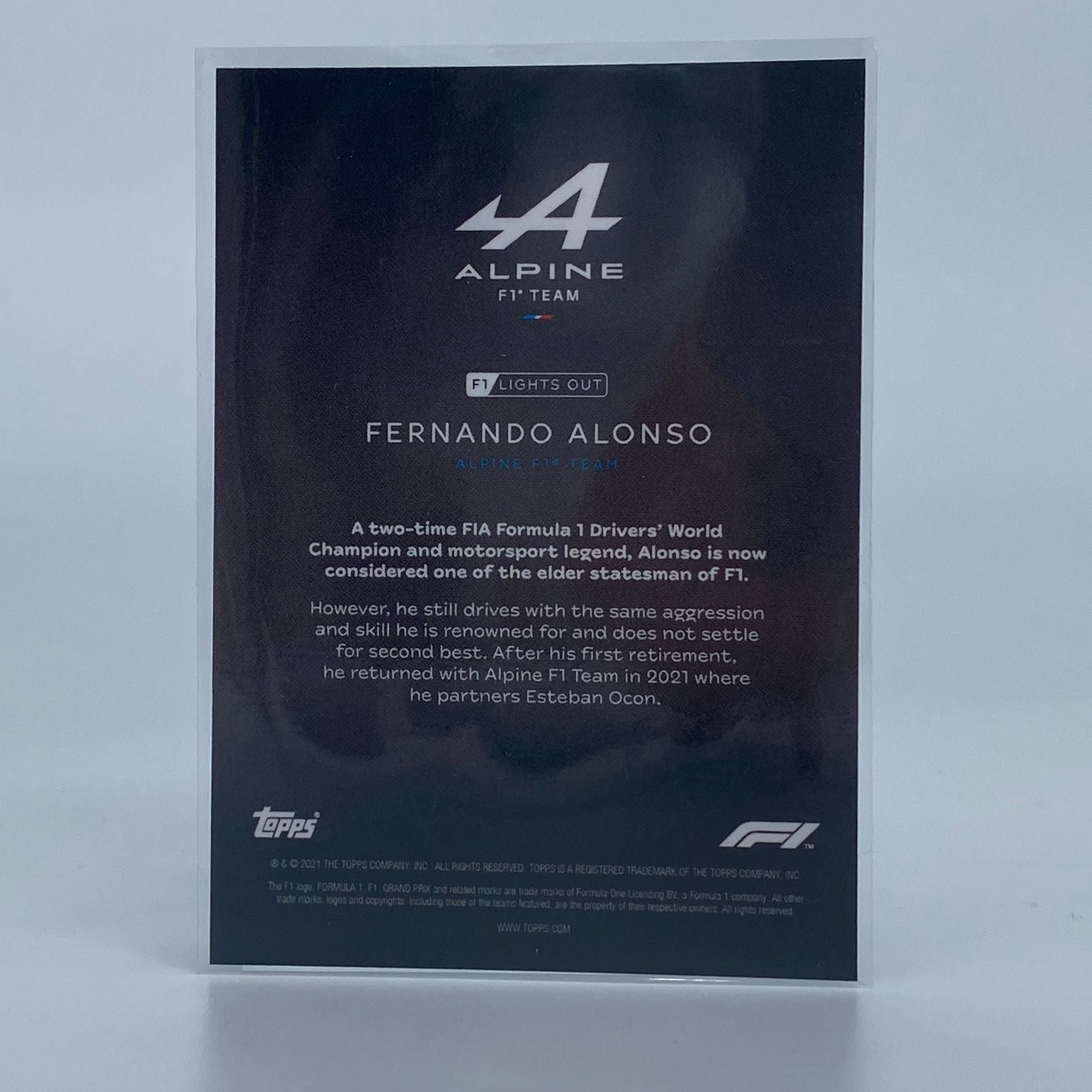 Fernando Alonso Blue Parallel Racing Driver Card - Collectible for F1 Fans, Sports Memorabilia & Racing Enthusiasts - Perfect for Display, Gifts, and Trading