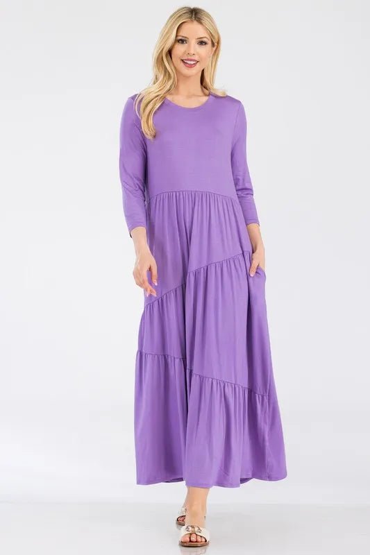 Celeste Asymmetric Tiered Midi Dress for Women - Plus Size Flowy Summer Dress for Beach, Wedding & Special Occasions