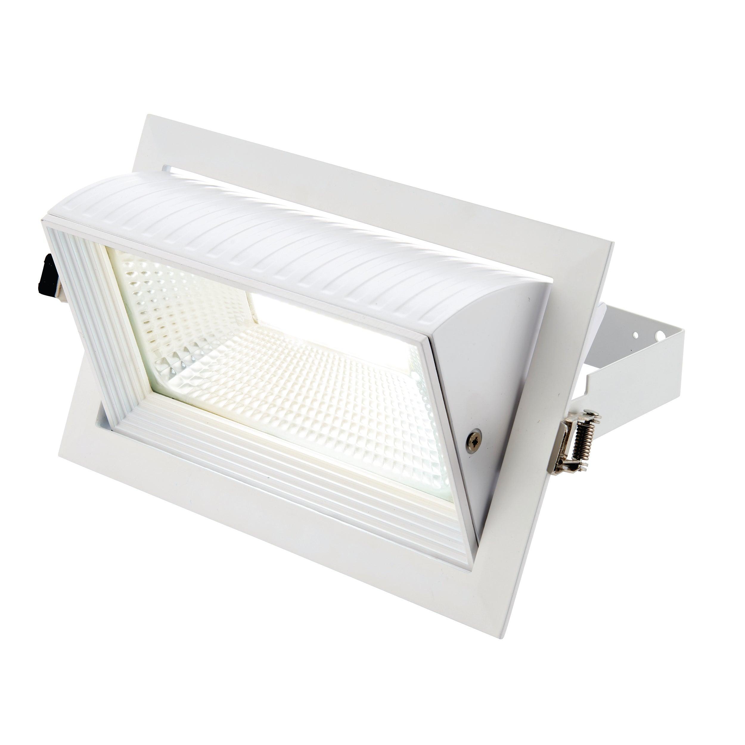 35W Axial Rectangular White Adjustable Recessed Downlight - Perfect for Modern Kitchen, Bathroom & Office Lighting