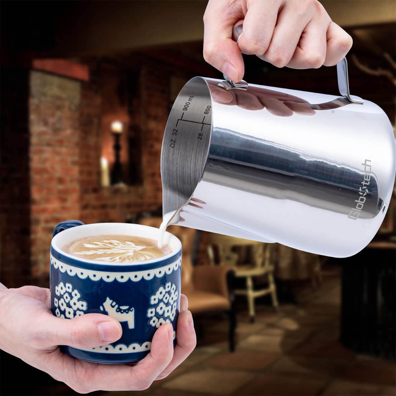 Premium Stainless Steel Espresso Steaming Pitcher 32oz (900ml) - Professional Milk Frothing Cup for Cappuccino, Latte, Matcha & Hot Chocolate - Ideal for Coffee Shops, Home Baristas & Tea Lovers