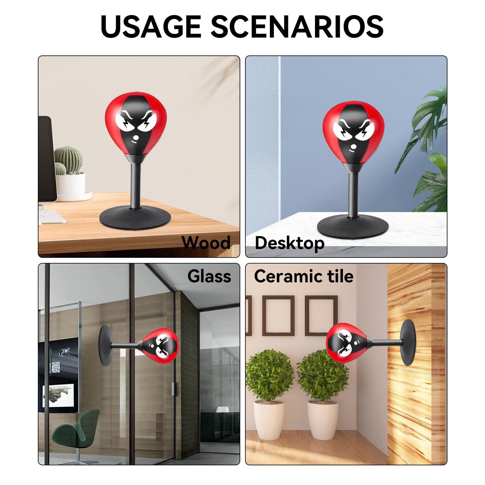Stress Relief Punching Ball for Desk - Heavy Duty Suction Cup Boxing Ball with Stand, Anger Management & Mood Relief Tool for Adults & Kids - Perfect for Office, Home, or Classroom Use