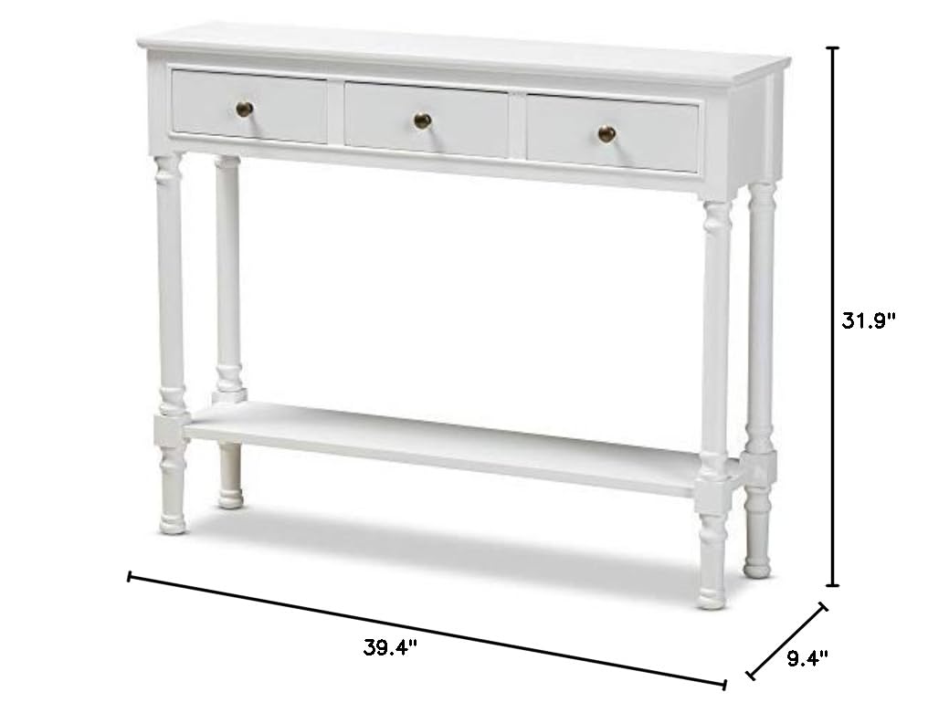 Baxton Studio Modern White Console Table - Entryway Sofa Table, Hallway Accent Furniture for Living Room & Bedroom Decor