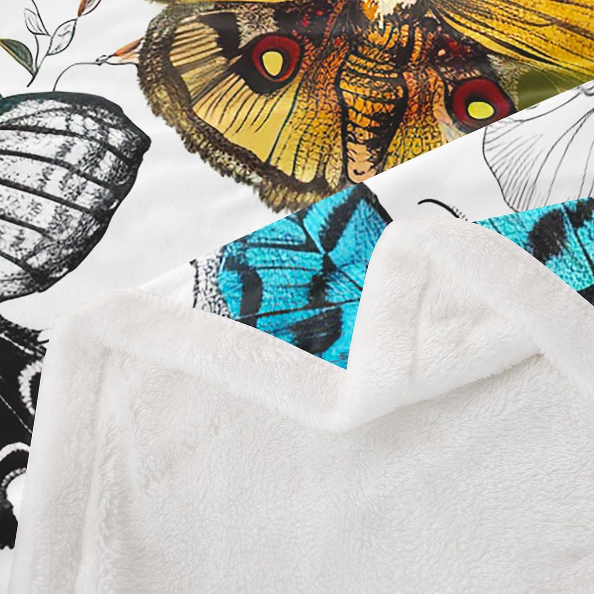 Gothic Death Moth Plush Blanket with Skull & Floral Design - Soft Sherpa Fleece Throw Blanket 60x80 Inches for Bed, Couch, Sofa - Perfect for Halloween Decor, Gothic Room Aesthetic & Cozy Winter Nights