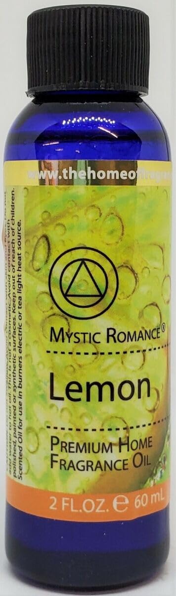 Premium Lemon Fragrance Oil - 2 oz (65 ml) for Aromatherapy, Candles & DIY Soap Making | Mystic Romance Scented Oil for Home & Spa Relaxation