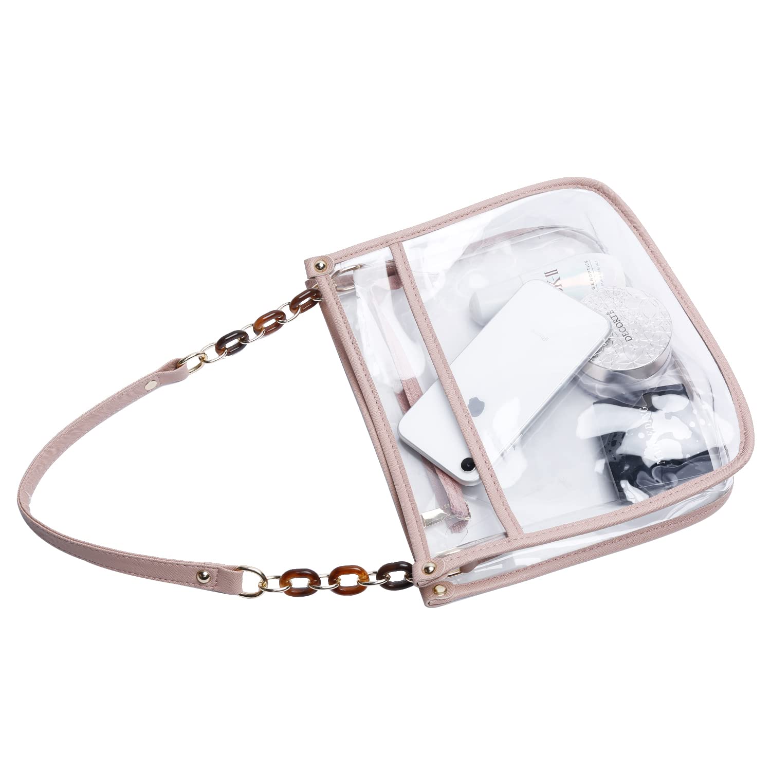 KKXIU Clear Crossbody Bag for Women - Fashionable PU Leather Small Purse with Adjustable Strap - Perfect for Concerts, Stadium Events & Daily Use