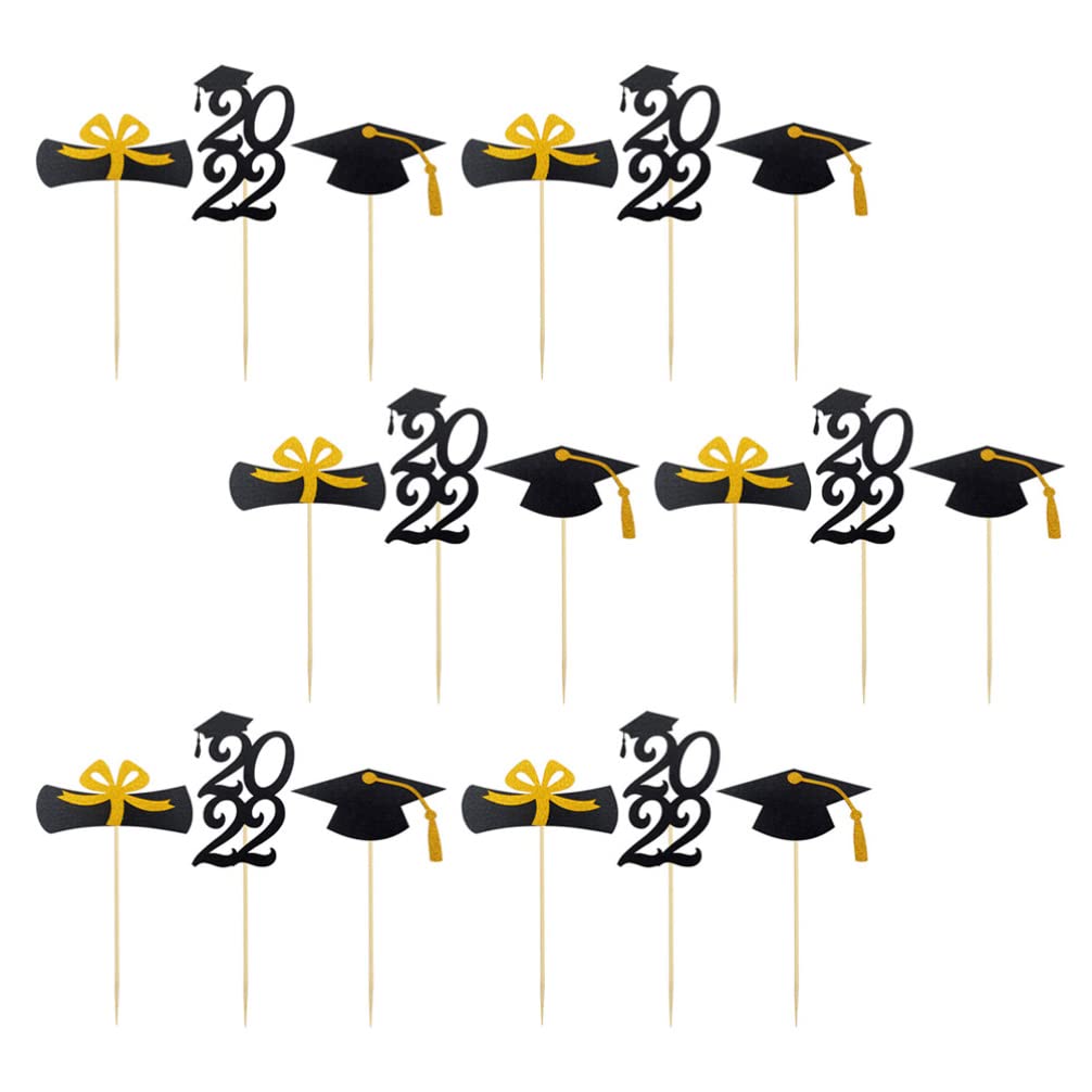 PRETYZOOM 48Pcs Mini Paper Cups - Graduation Theme Cupcake Toppers, Class of 2022 Decorations with Cap & Diploma Design - Perfect for Graduation Party Favors, Dessert Picks, and Golden Fruitcake Displays - Ideal for School Celebrations, Dessert Tables, and Party Decorations