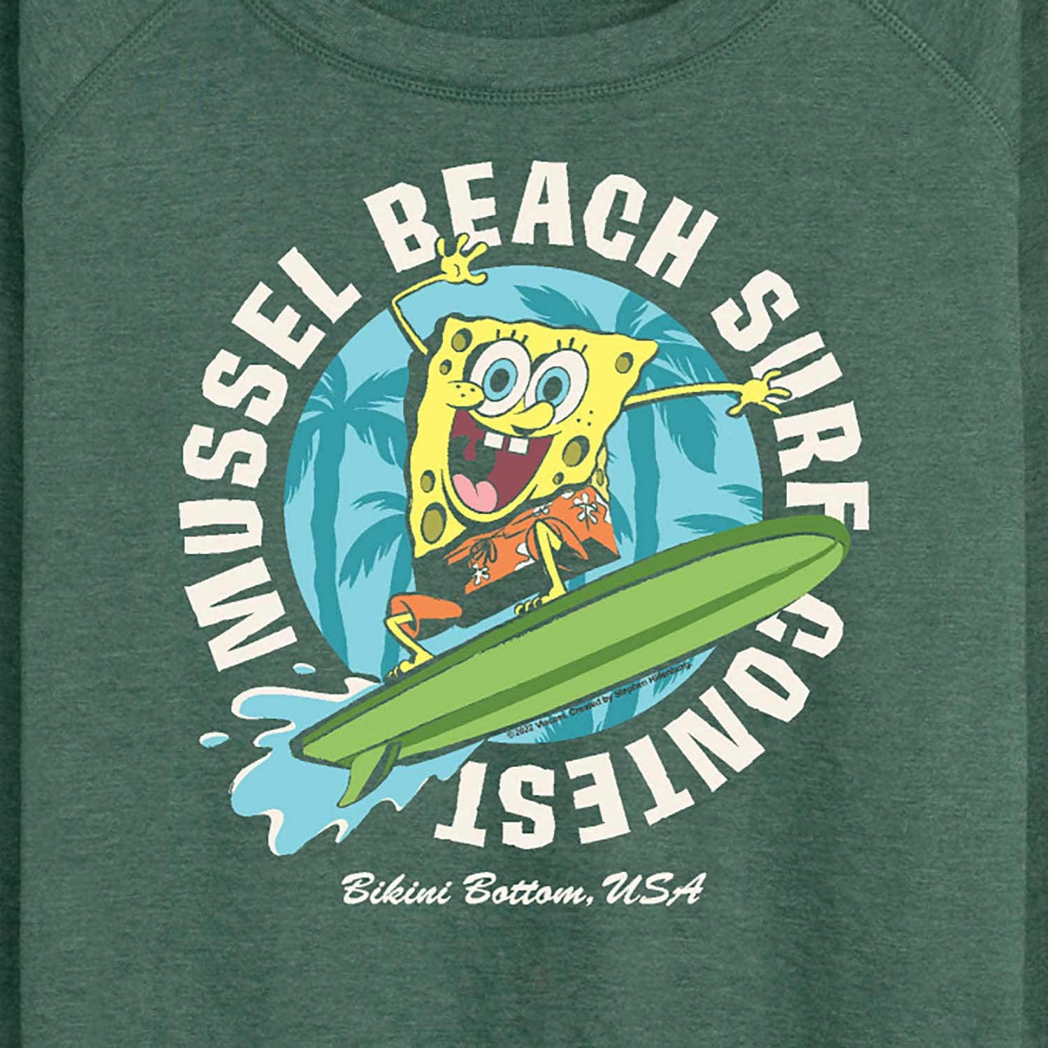 HYBRID APPAREL SpongeBob SquarePants Mussel Beach Women's Lightweight French Terry Pullover Hoodie - Soft Casual Sweatshirt for Fans, Lounge Wear, Gift Idea