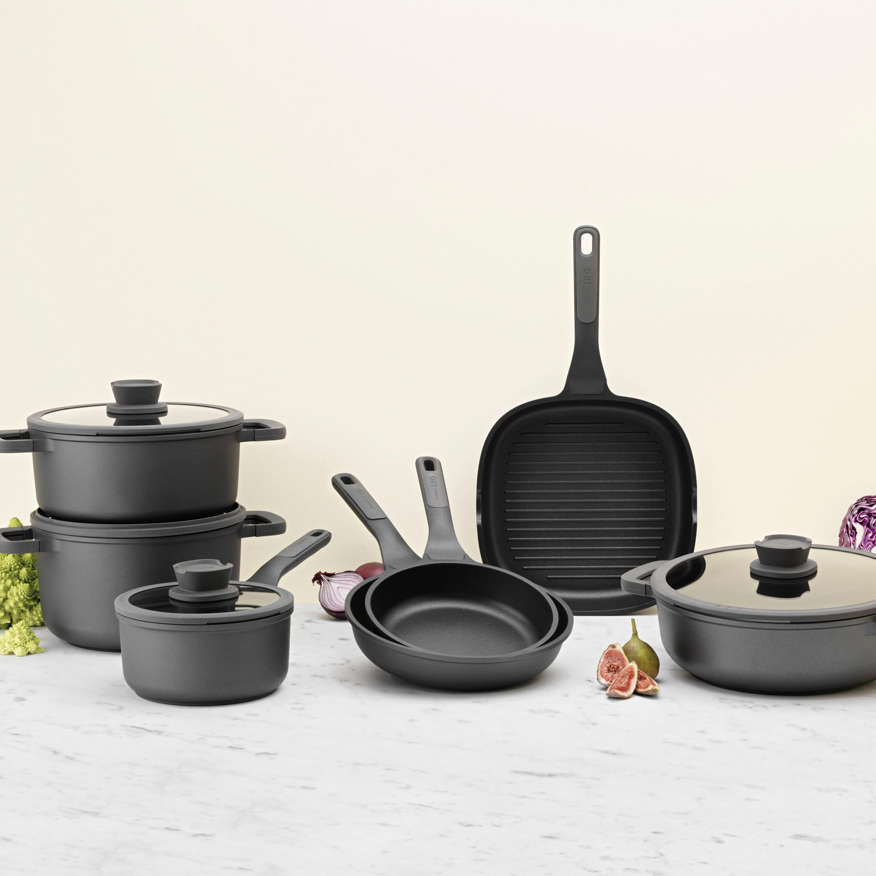 BergHOFF Leo Stone+ Nonstick Ceramic Aluminum Fry Pan 8 Inch - Eco-Friendly Recycled Cookware for Healthy Cooking | Perfect for Sautéing, Frying & Omelets