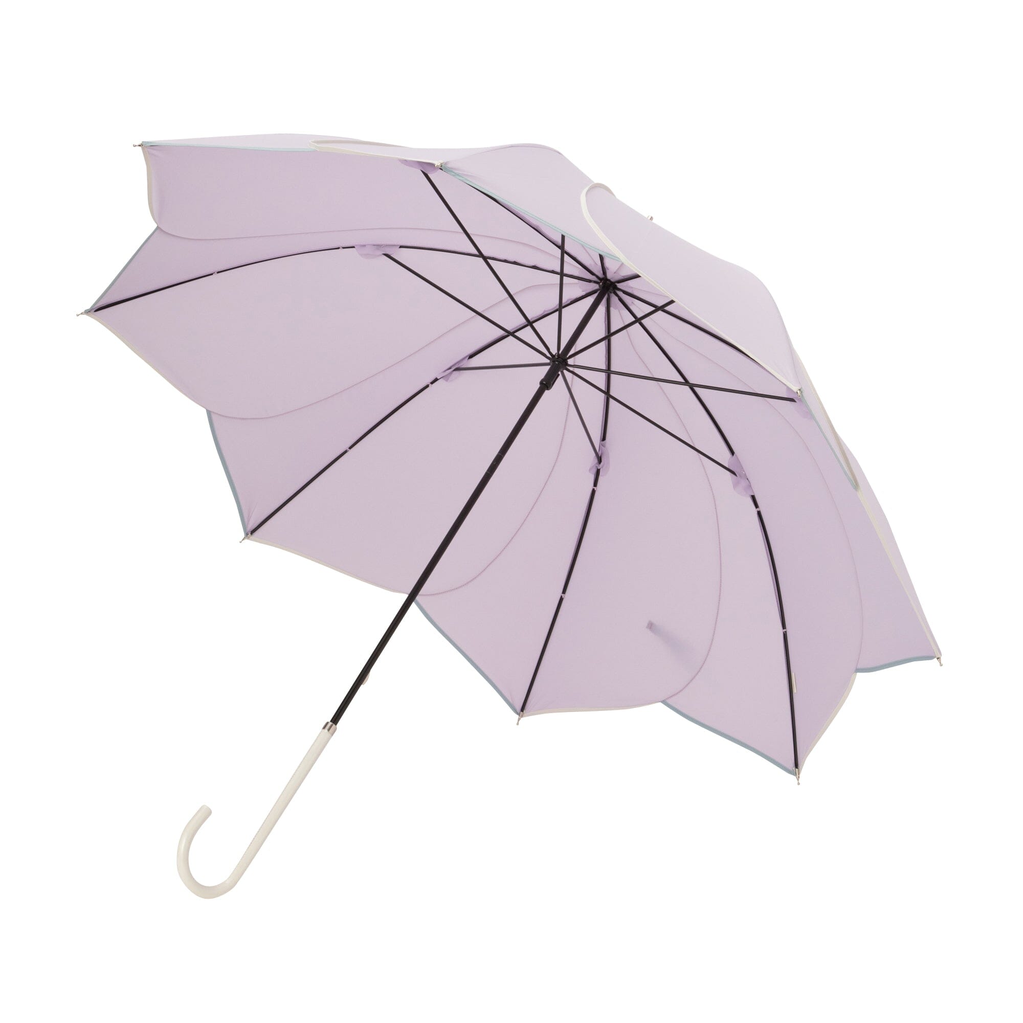 Bicolor Purple and White Piping Umbrella - 58cm Windproof Compact Folding Umbrella for Women & Men - Perfect for Rainy Days, Outdoor Events, and Travel