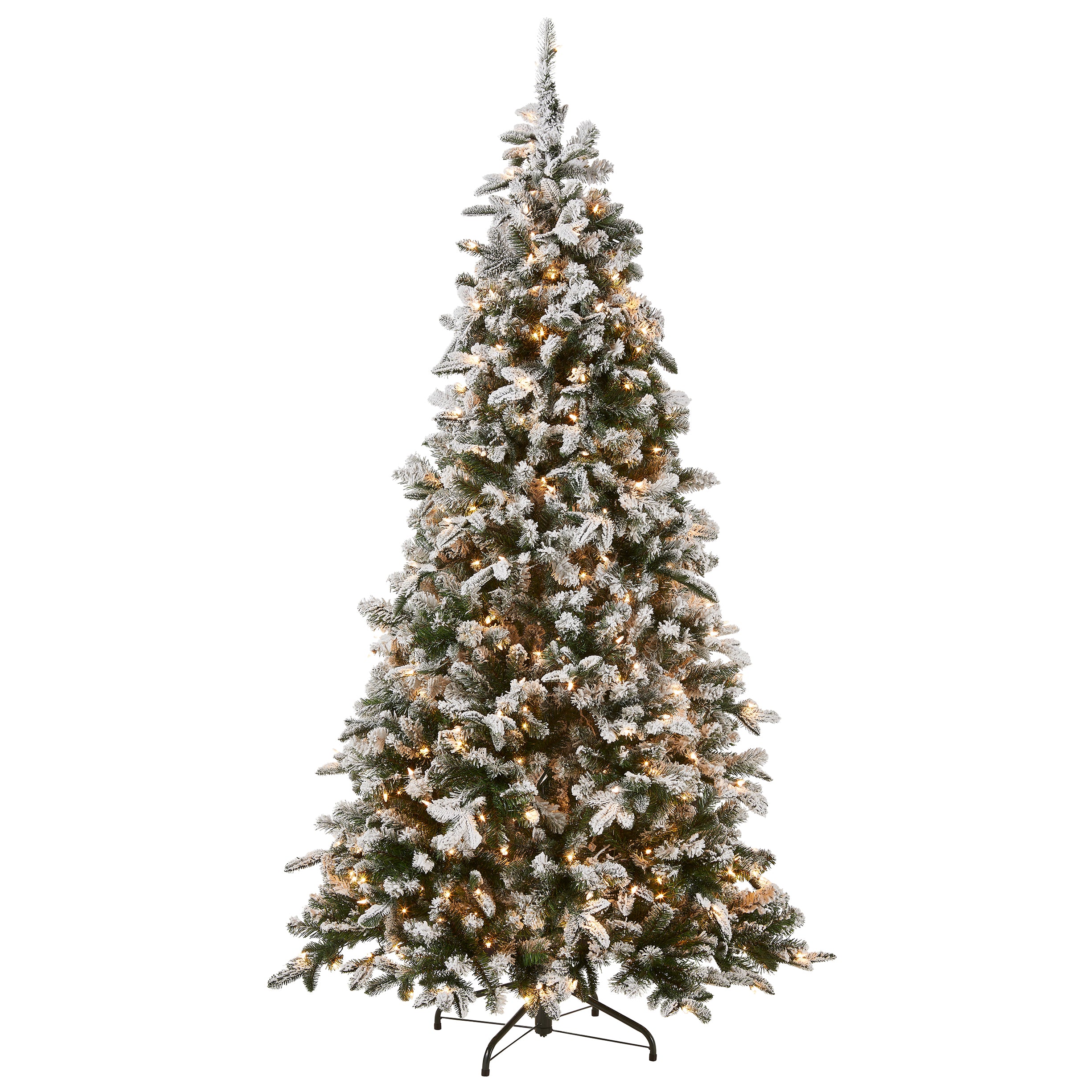 6.5 ft Pre-Lit Artificial Christmas Tree with Clear Lights - Snowy Everest Fir Medium Holiday Tree for Home, Office & Party Decor